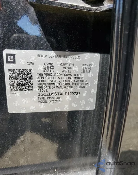 2020 Chevrolet Malibu Ls из США, поврежденный, VIN 1G1ZB5STXLF120727